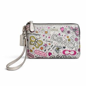 *SOLD*Coach Poppy Butterfly Graffiti Wristlet